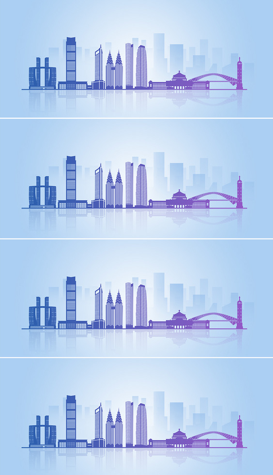 重庆市地标建筑剪影