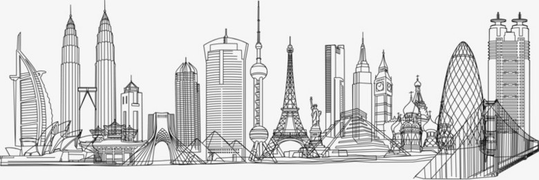 简笔画建筑PNG图片素材免费下载_png格式_5152*1722像素_熊猫办公