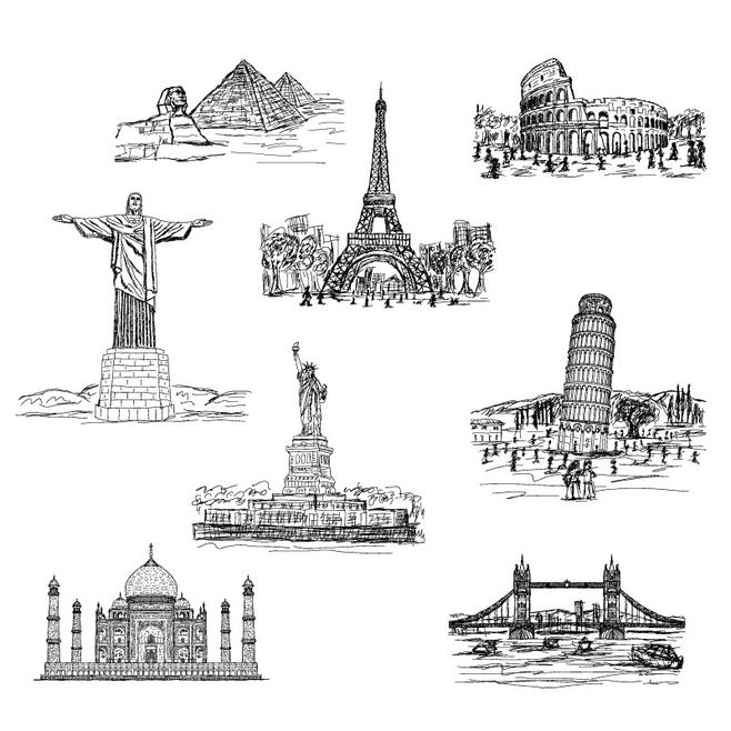 8款手绘世界著名建筑矢量图 让经典在数字艺术中重生